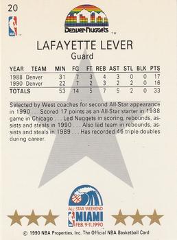 1990-91 Hoops #20 Lafayette Lever Back