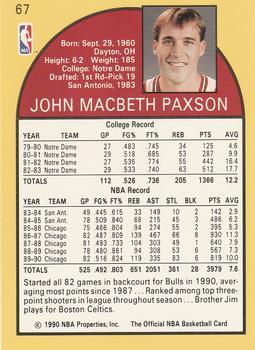 1990-91 Hoops #67 John Paxson Back
