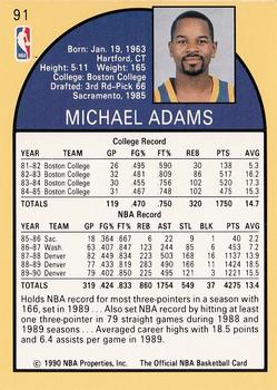 1990-91 Hoops #91 Michael Adams Back