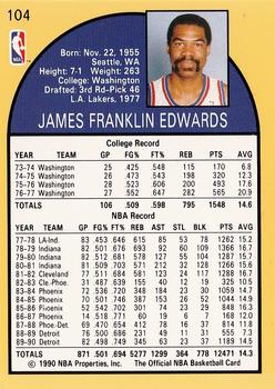 1990-91 Hoops #104 James Edwards Back
