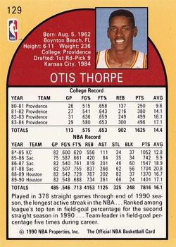 1990-91 Hoops #129 Otis Thorpe Back
