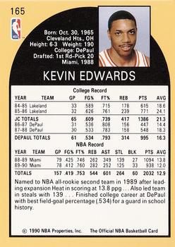 1990-91 Hoops #165 Kevin Edwards Back