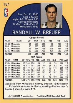 1990-91 Hoops #184 Randy Breuer Back