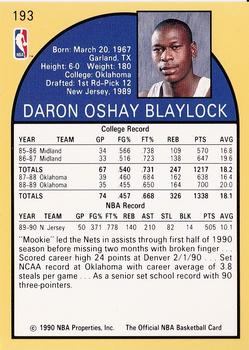 1990-91 Hoops #193 Mookie Blaylock Back