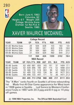 1990-91 Hoops #280 Xavier McDaniel Back