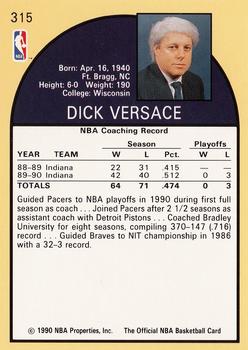 1990-91 Hoops #315 Dick Versace Back