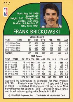 1990-91 Hoops #417 Frank Brickowski Back