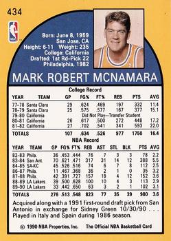 1990-91 Hoops #434 Mark McNamara Back