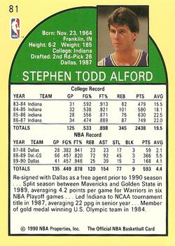 1990-91 Hoops #81 Steve Alford Back