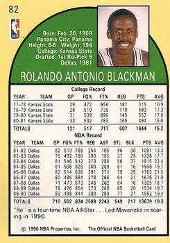 1990-91 Hoops #82 Rolando Blackman Back