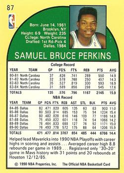 1990-91 Hoops #87 Sam Perkins Back