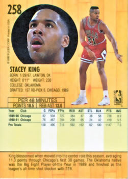 1991-92 Fleer #258 Stacey King Back