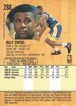 1991-92 Fleer #288 Billy Owens Back