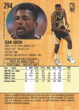 1991-92 Fleer #294 Sean Green Back