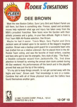 1991-92 Fleer - Rookie Sensations #10 Dee Brown Back