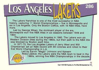 1991-92 Hoops #286 Los Angeles Lakers Back