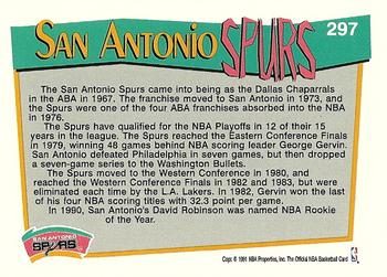 1991-92 Hoops #297 San Antonio Spurs Back