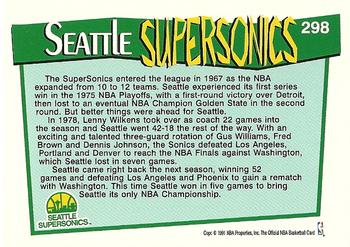 1991-92 Hoops #298 Seattle SuperSonics Back