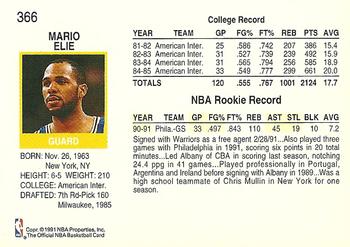 1991-92 Hoops #366 Mario Elie Back