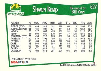 1991-92 Hoops #527 Shawn Kemp Back