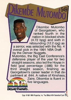 1991-92 Hoops #549 Dikembe Mutombo Back
