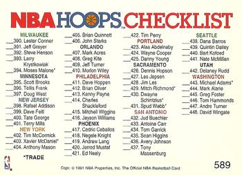 1991-92 Hoops #589 Checklist #4: 331-448 Back