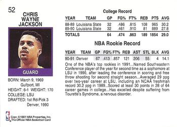 1991-92 Hoops #52 Chris Jackson Back