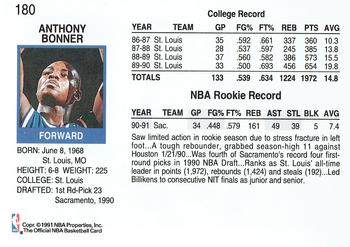 1991-92 Hoops #180 Anthony Bonner Back