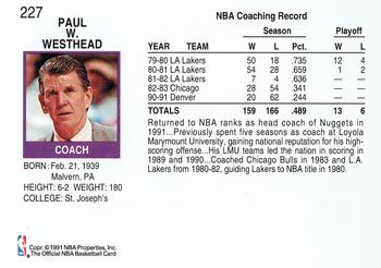 1991-92 Hoops #227 Paul Westhead Back