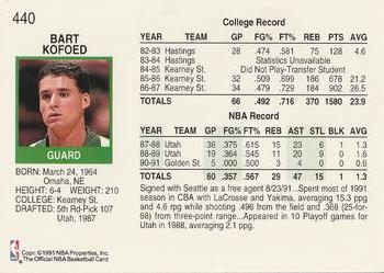 1991-92 Hoops #440 Bart Kofoed Back