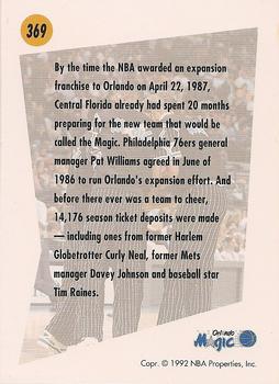 1991-92 SkyBox #369 Orlando Magic Back