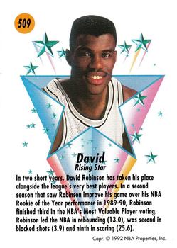 1991-92 SkyBox #509 David Robinson Back