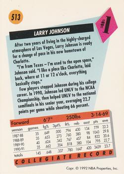 1991-92 SkyBox #513 Larry Johnson Back