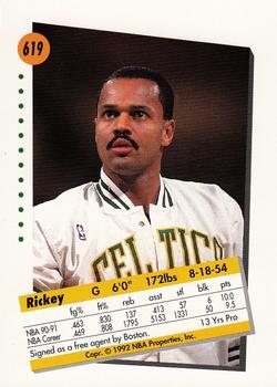 1991-92 SkyBox #619 Rickey Green Back