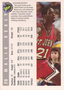 1992 Classic Draft Picks #29 Malik Sealy Back