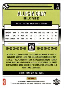 2019 Donruss WNBA - Optic #26 Allisha Gray Back