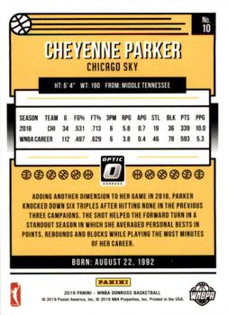 2019 Donruss WNBA - Optic Holo #10 Cheyenne Parker Back