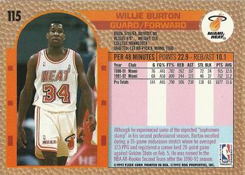 1992-93 Fleer #115 Willie Burton Back