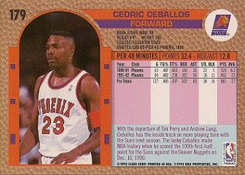 1992-93 Fleer #179 Cedric Ceballos Back