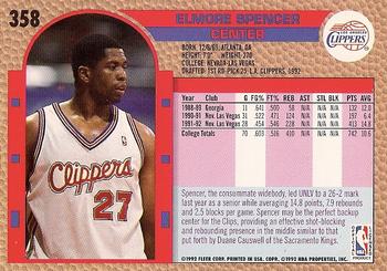 1992-93 Fleer #358 Elmore Spencer Back