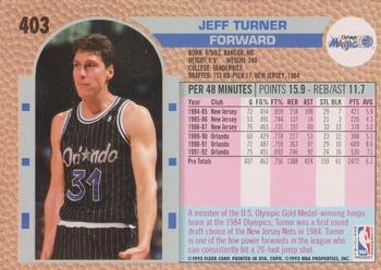1992-93 Fleer #403 Jeff Turner Back
