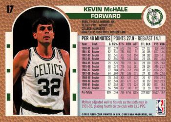 1992-93 Fleer #17 Kevin McHale Back