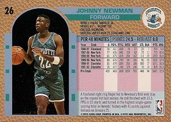 1992-93 Fleer #26 Johnny Newman Back