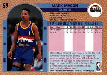 1992-93 Fleer #59 Mark Macon Back