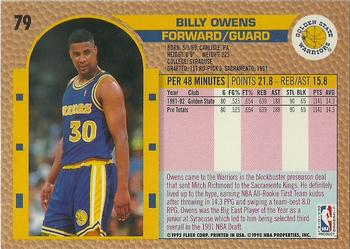 1992-93 Fleer #79 Billy Owens Back