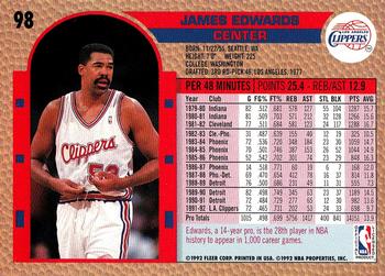 1992-93 Fleer #98 James Edwards Back