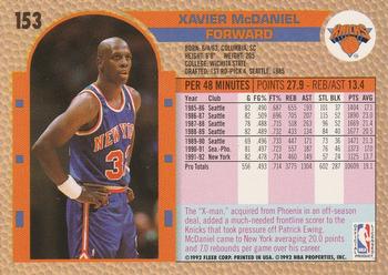 1992-93 Fleer #153 Xavier McDaniel Back
