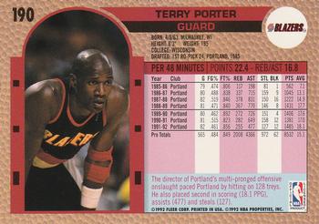 1992-93 Fleer #190 Terry Porter Back