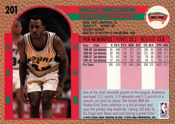 1992-93 Fleer #201 Willie Anderson Back