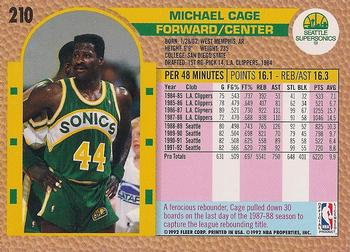 1992-93 Fleer #210 Michael Cage Back